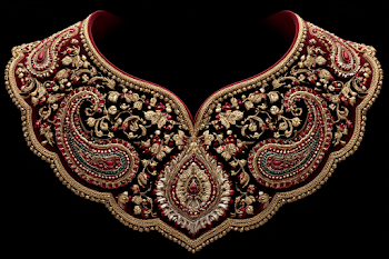 Exquisite Mughal Neckline Embroidery Design