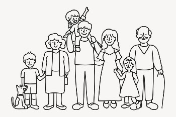 Extended family doodle clipart, character | Free Vector Illustration - rawpixel