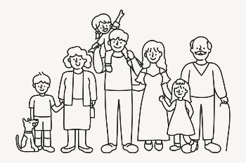 Extended family hand drawn clipart, | Free PSD Illustration - rawpixel