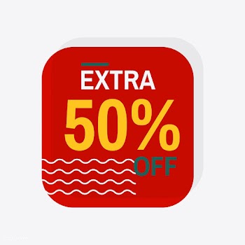 Extra 50% off sale badge vector | Free stock vector - 504883