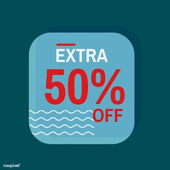 Extra 50% off sale badge vector | Free stock vector - 504953