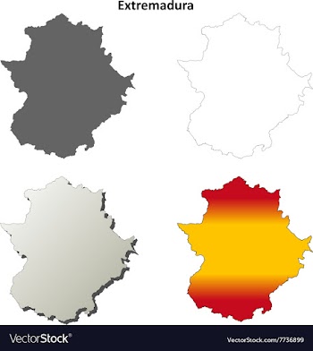 Extremadura blank detailed outline map set vector image
