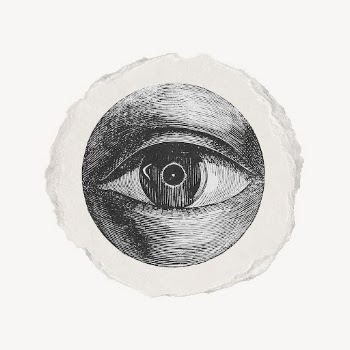 Eye etching drawing, ephemera torn | Free Photo Illustration - rawpixel
