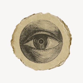Eye etching drawing, ephemera torn | Free Photo Illustration - rawpixel