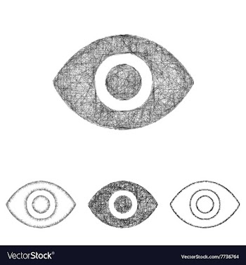 Eye icon set - sketch line art vector image
