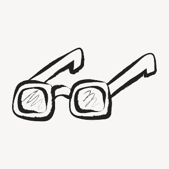 Eyeglasses sticker, cute doodle in black | Free Vector Illustration - rawpixel