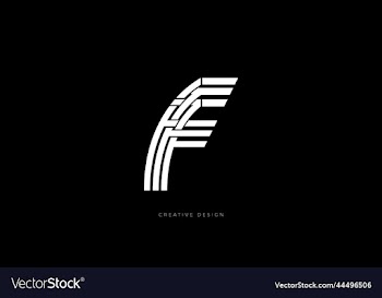 f bordered line art brand logo concept