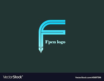 f letter and pen logo for your company