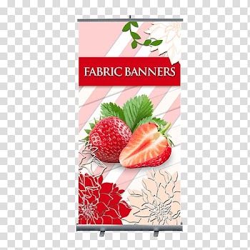 Fabric banners logo, Banner Stands Depot Advertising Backdrop, Banner Strawberry, fabric Banner transparent background PNG clipart