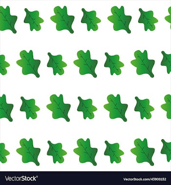 fabric print with green forest oak leaf summer