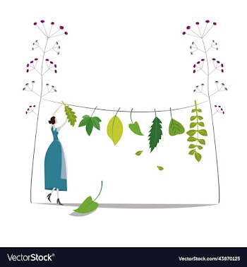 fabulous plot a girl hangs tree leaves on a rope