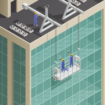 Facade building cleaning isometric composition Free Vector