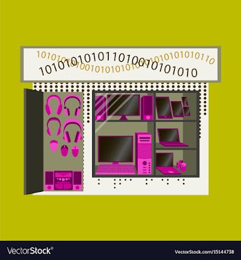 Facade gadgets shop the sale of computers laptops vector image