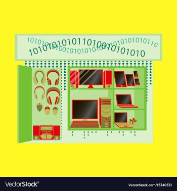 Facade gadgets shop the sale of computers laptops vector image