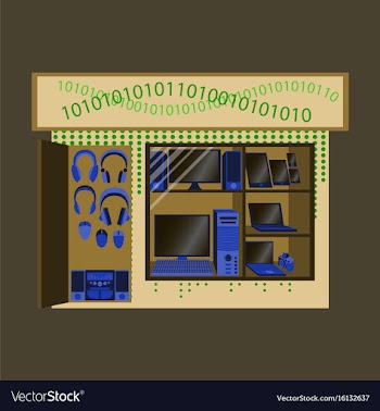 Facade gadgets shop the sale of computers laptops vector image