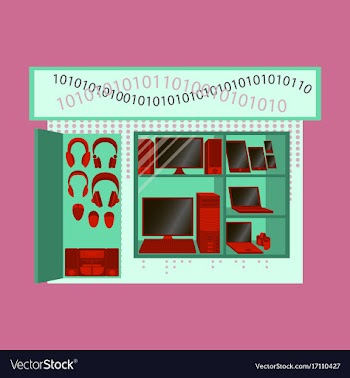 Facade gadgets shop the sale of computers laptops vector image