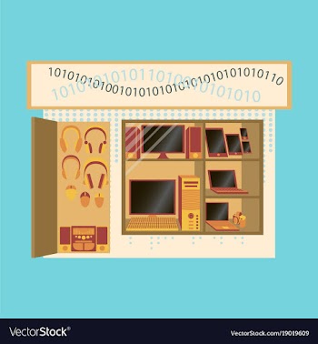 Facade gadgets shop the sale of computers laptops vector image