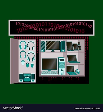 Facade gadgets shop the sale of computers laptops vector image