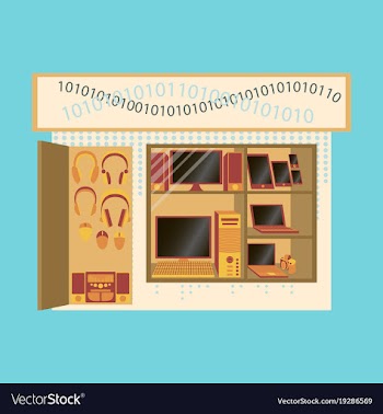 Facade gadgets shop the sale of computers laptops vector image