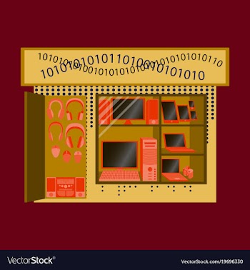 Facade gadgets shop the sale of computers laptops vector image