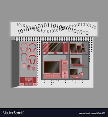 Facade gadgets shop the sale of computers laptops vector image
