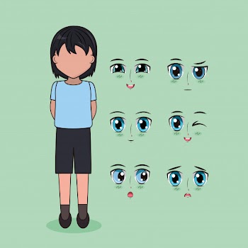 Face anime people Free Vector