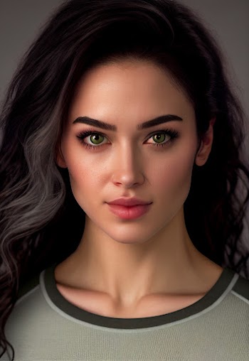 Face generated by AI - clouse-up of a beautiful woman face wearing sports clothing
