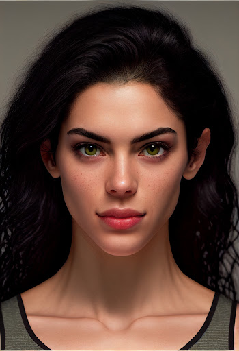 Face generated by AI - clouse-up of a beautiful woman face wearing sports clothing