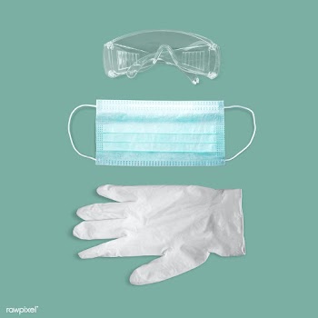 Face mask with goggle and latex gloves for coronavirus protection | Free  psd mockup - 2301676