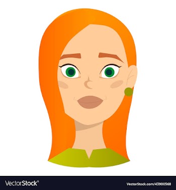 face of a girl with green eyes and red hair