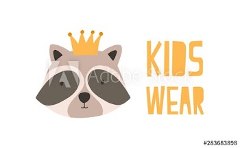 Face or head of adorable raccoon in crown