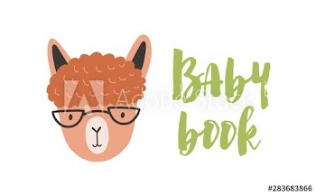 Face or head of cute amusing llama with glasses