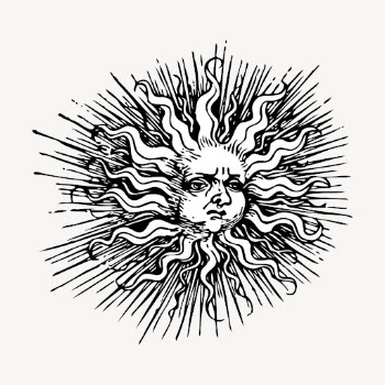 Face sun hand drawn clipart, | Free Vector - rawpixel