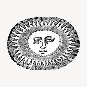 Face sun hand drawn clipart, | Free Vector - rawpixel