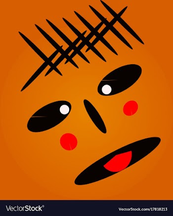 Face with hair and red cheeks vector image
