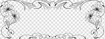 Facebook border , black and white floral frame illustration transparent background PNG clipart