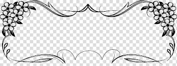Facebook border , black lines with flowers frame art transparent background PNG clipart