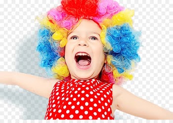 facial expression child clown fun wig