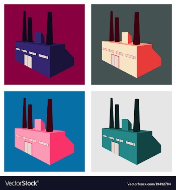 Factory building icon set in the flat style vector image