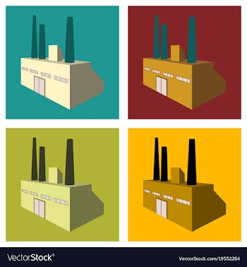 Factory building icon set in the flat style vector image