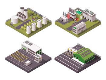 Factory composition 2x2 set Free Vector