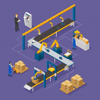 Factory  isometric composition Free Vector