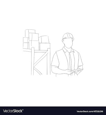 factory worker line art creative design