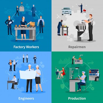 Factory workers card set