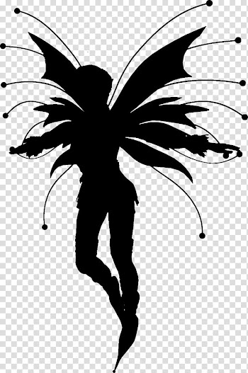 Faerie Silhouettes , black and white abstract painting transparent background PNG clipart