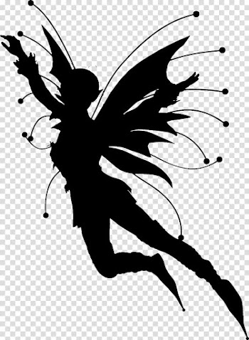 Faerie Silhouettes , black and white abstract painting transparent background PNG clipart