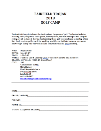 Fairfield Community School District - Trojan Golf Camp Info
