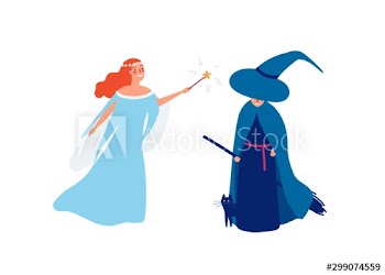 Fairy and sorceress flat vector illustration