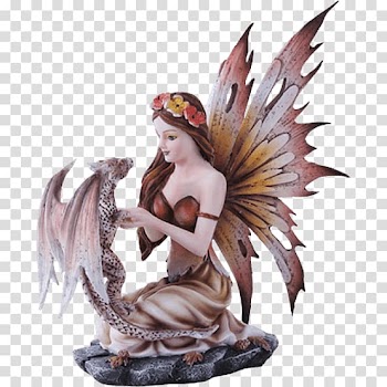 Fairy Statue Dragon Figurine Autumn, Fairy transparent background PNG clipart