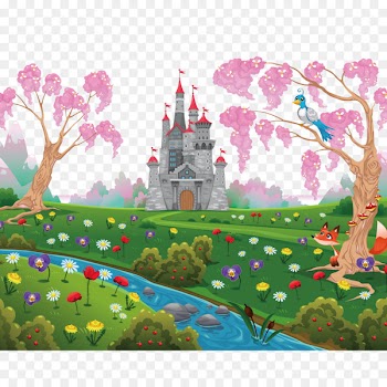 Fairy tale Castle Theatrical scenery Illustration - Dream forest castle 